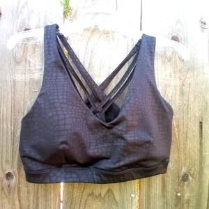 Ideology Workout Sports Bra Womens size L Black Padded Cross it Straps Back